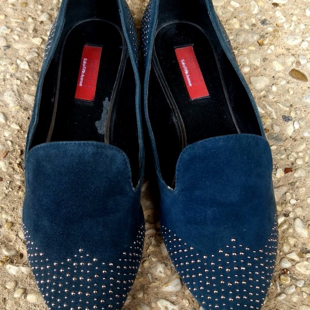 SAKS FIFTH AVENUE WOMEN'S SHOES SIZE 5.5 BLUE SUED